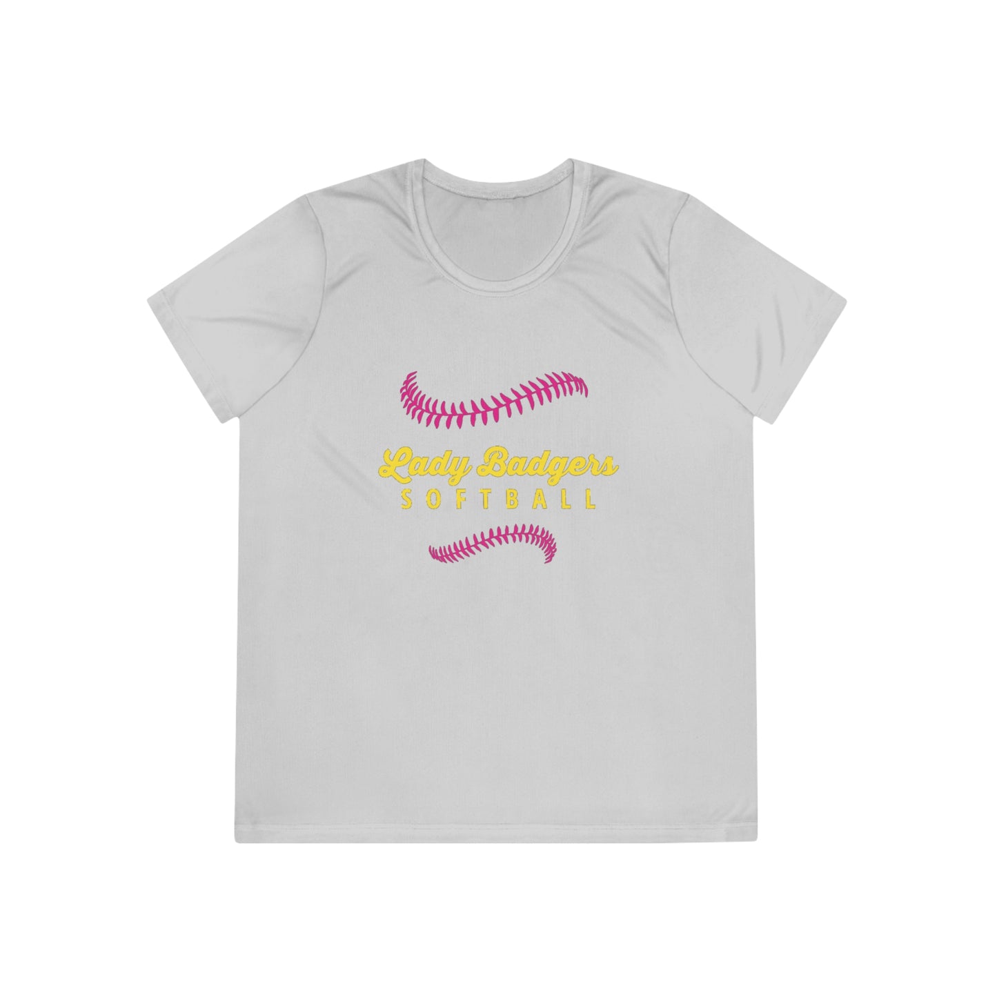 Women’s Dri-Fit Tee (Lady Badgers Pink Softball)
