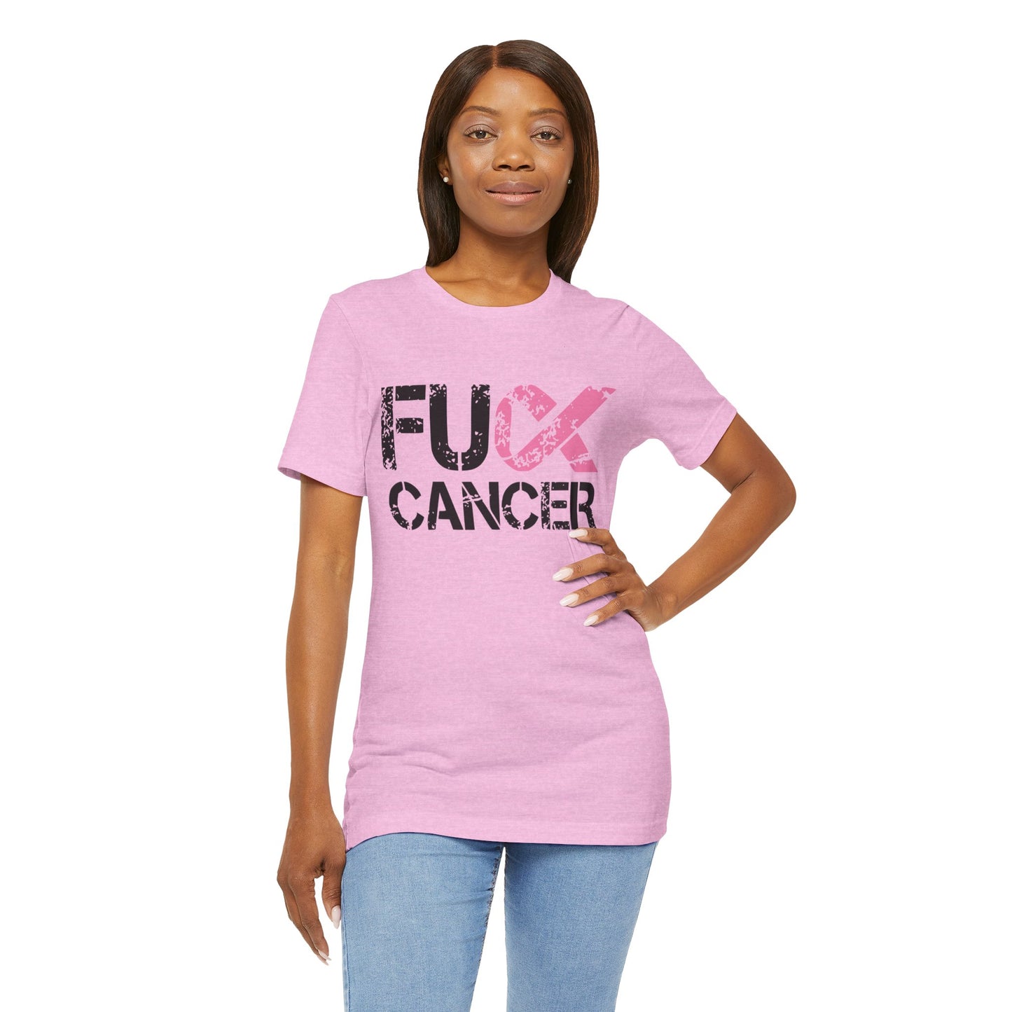 F Cancer Distressed Tee