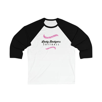 Unisex Bella+Canvas 3\4 Sleeve Baseball Tee (Lady Badgers)